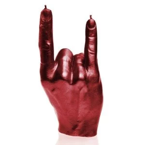 Image of Metallic Red Devil Horns Hand RCK Rock Gesture Candle