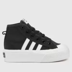 Image of Adidas Black & White Nizza Platform Mid Junior Trainers