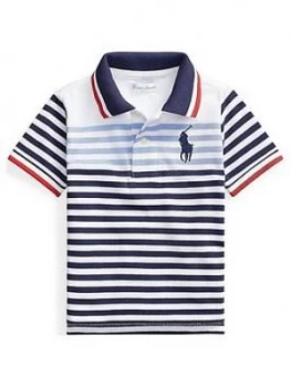 Image of Ralph Lauren Baby Boys Short Sleeve Stripe Polo - Navy
