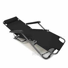 Image of Charles Bentley Foldable Reclining Camping Lounger Black