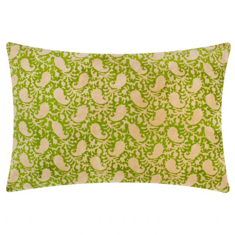 Image of Paoletti Paoletti Boteh Paisley Polyester Filled Cushion in Bright Green Size: 40cm x 60cm Bright Green 40cm x 60cm Unisex 5025532865076