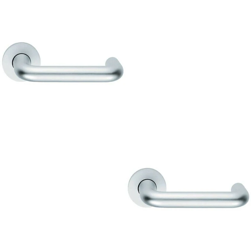 Image of Loops 2x PAIR 19mm Round Bar Safety Lever on Round Rose DDA Compliant Satin Aluminium Multi