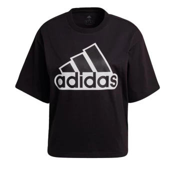 Image of adidas Essentials Logo Boxy T-Shirt Womens - Black / Black