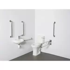 Image of Close coupled Doc M toilet pack stainless steel concealed fixings polished