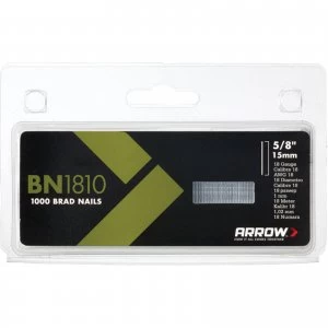 Image of Arrow 18 Gauge Brad Nails 15mm Pack of 1000