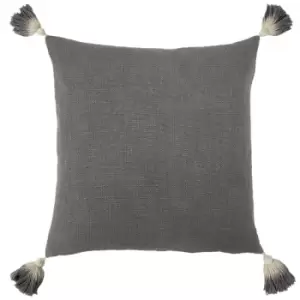 Image of Furn. - Eden Slub Cotton Cushion Grey - Grey
