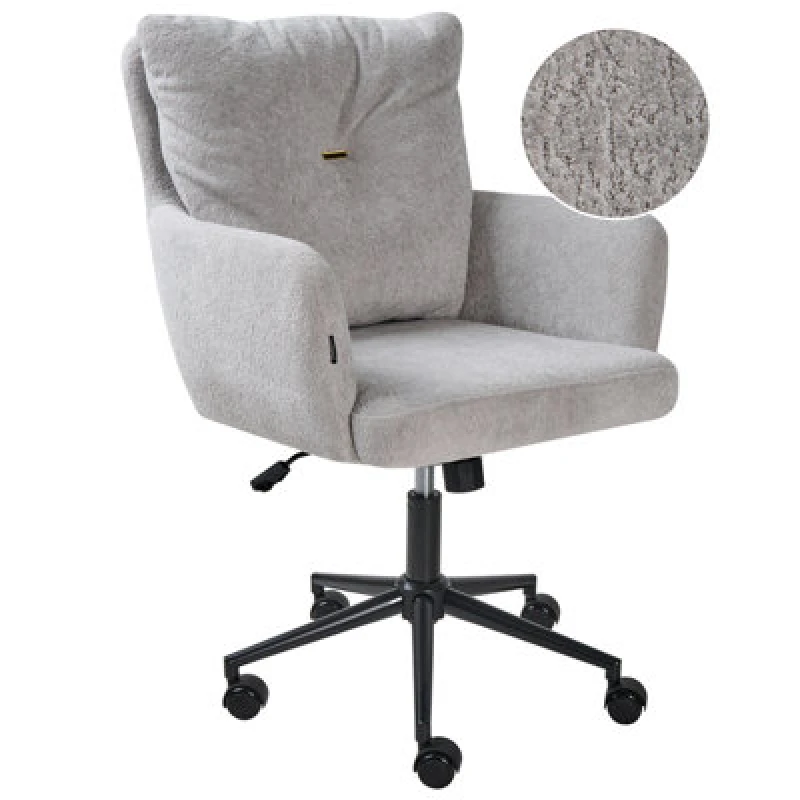 Image of Beliani Desk Chair Alpine Faux Fur Grey