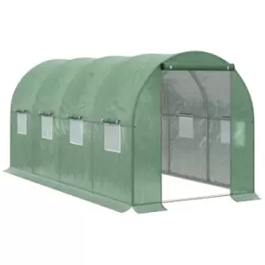 Image of Outsunny 4 X 2M Polytunnel Walk-in Garden Greenhouse With Zip Door And Windows - Green