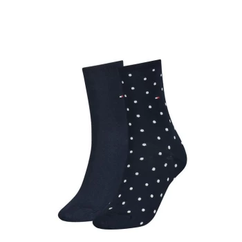 Image of Tommy Bodywear Hilfiger Dot Crew Socks 2 Pack Ladies - Blue