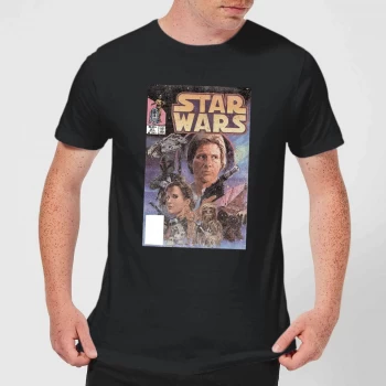 Image of Star Wars Classic Comic Book Cover Mens T-Shirt - Black - 5XL
