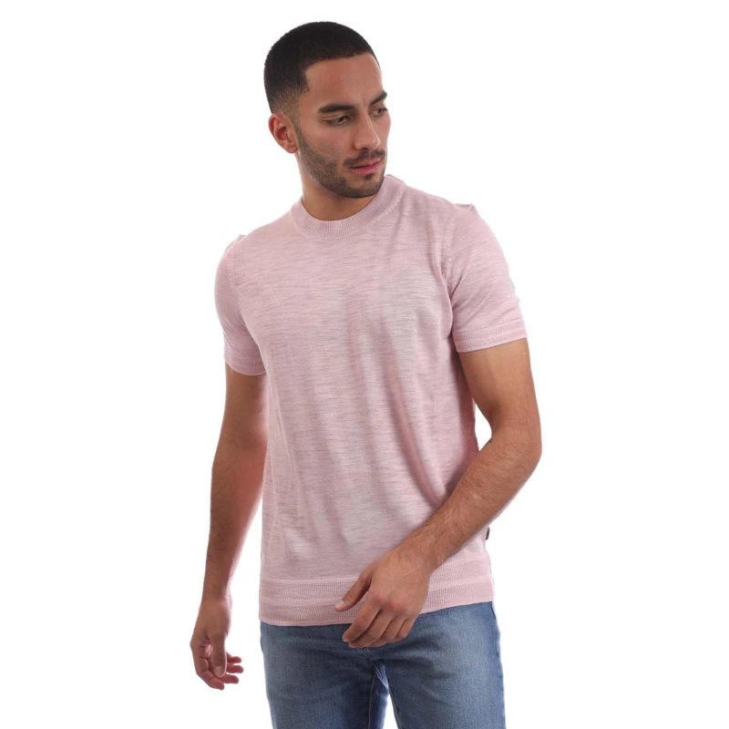 Image of Boss Mens Jamie Knitted Hoodie Dark Pink male S