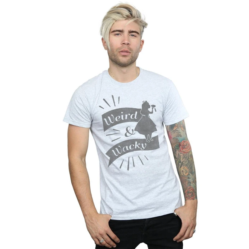 Image of Disney Men Alice In Wonderland Weird And Wacky T-Shirt in Grey Size: Small Grey S Male 5057864023145