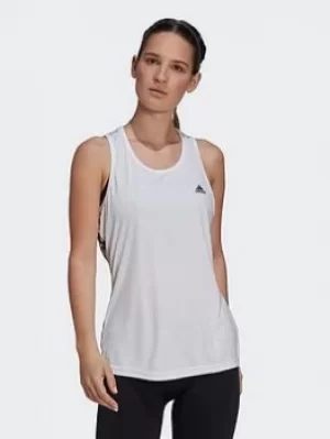 Image of adidas Aeroready Designed To Move Racerback Tank Top, White, Size XL, Women