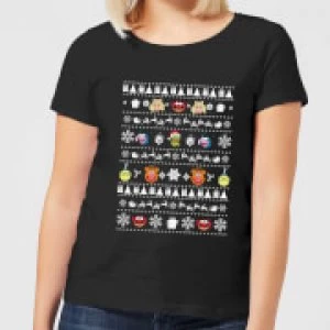 Image of Muppets Pattern Womens Christmas T-Shirt - Black