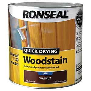 Image of Ronseal Quick Drying Woodstain - Satin Walnut 2.5L