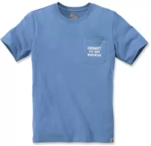 Image of Carhartt Workwear Graphic Pocket T-Shirt, blue, Size S, blue, Size S