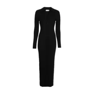 Image of CALVIN KLEIN Wool Tencel Rib Dress - Black
