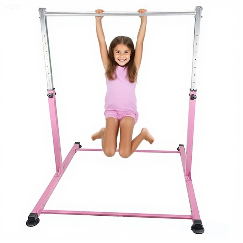 Image of Gr8 Home Gymnastics Horizontal Kip Bar Home Gym Adjustable Height For Children Kids Pink