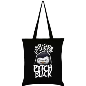 Image of Psycho Penguin Cute Little Ray Of Pitch Black Tote Bag (One Size) (Black/White) - Black/White