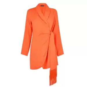 Image of I Saw It First Linen Tassel Blazer Dress - Orange