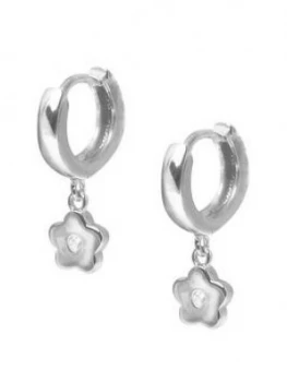 Image of The Love Silver Collection The Love Silver 11Mm Cubic Zirconia Flower Charm Huggies