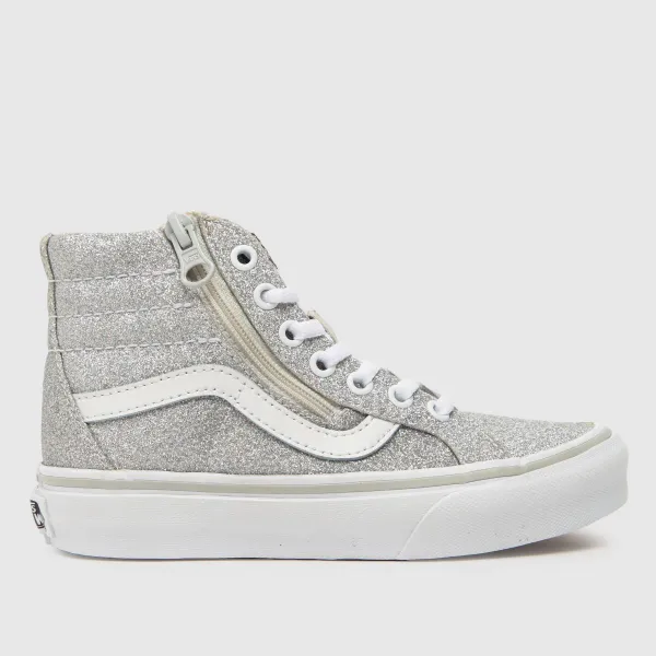 Image of Vans silver sk8-hi reissue zip Girls Junior Trainers