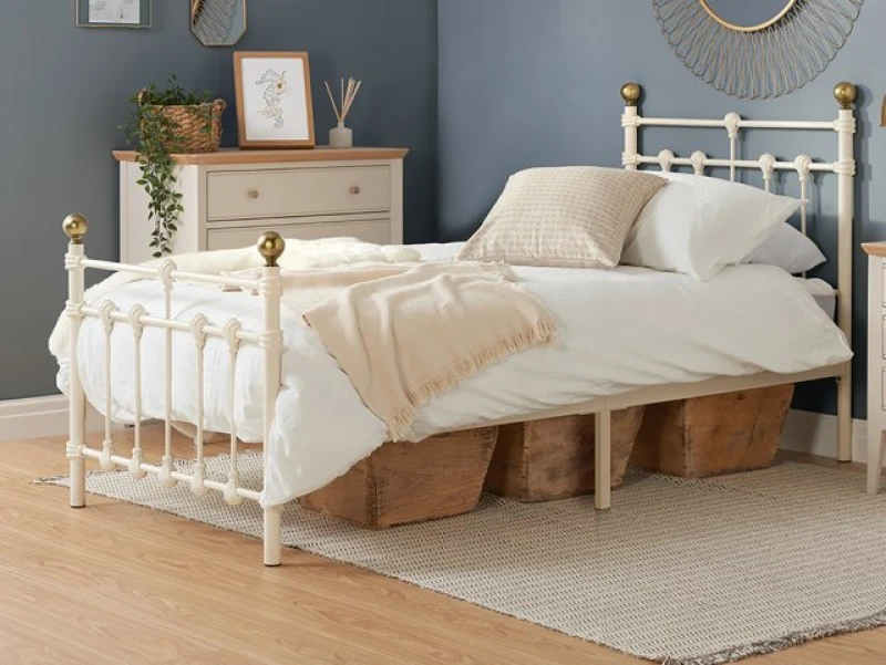 Image of Birlea Atlas Cream Metal Bed Frame - 3ft Single