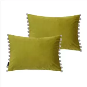Image of Paoletti Fiesta Twin Pack Polyester Filled Cushions Bamboo/Natural