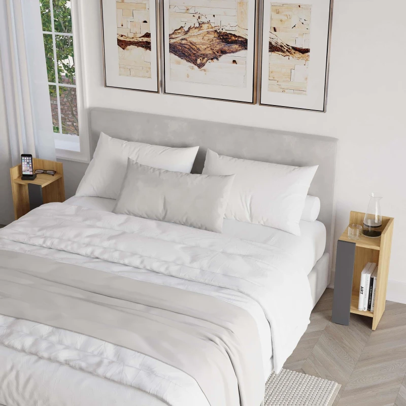 Image of DECORTIE Decortie - Elos Modern Bedside Table Left And Right - Oak/Anthracite Grey - Anthracite Grey M.KO.14179.4