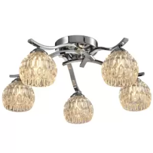 Image of Modern 5 Light Semi-Flush Ceiling Light with Polished Chrome Finish