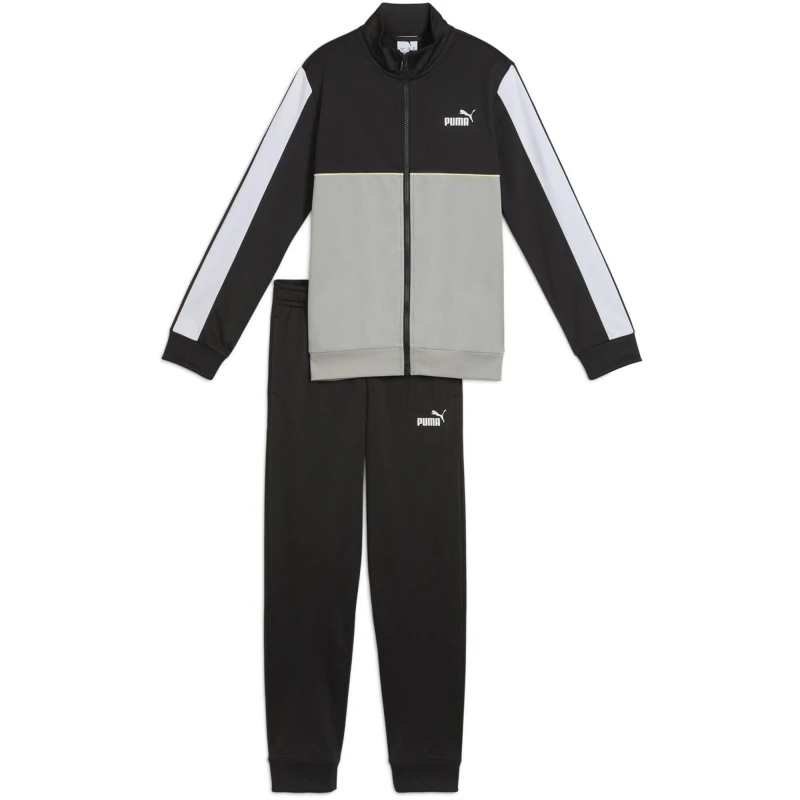 Image of Puma Colour Block Poly Tracksuit Junior Black/Grey male 7-8 (S)