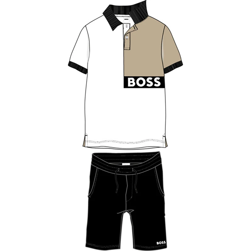 Image of Boss Kids Polo Shirt Set Black 09B male 8 Yrs