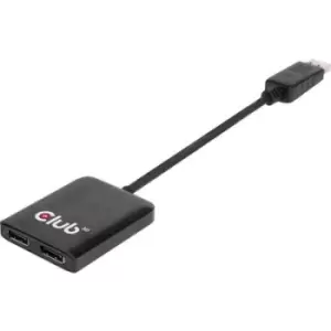 Image of club3D CSV-6200 DisplayPort Adapter [1x DisplayPort plug, USB 3.2 1st Gen port Micro B (USB 3.0) - 2x DisplayPort socket] Black
