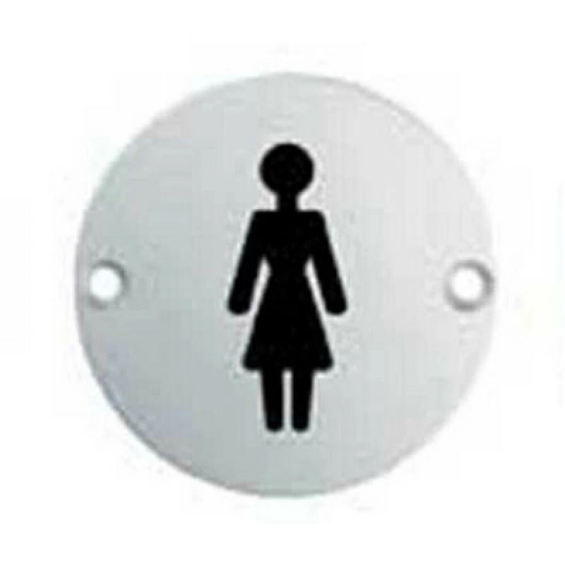 Image of Loops Bathroom Door Female Symbol Sign 76mm Diameter Satin Anodised Aluminium Multi