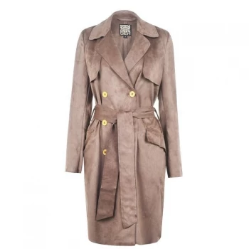 Image of Biba Suedette Trench Coat - Khaki