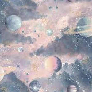 Image of Arthouse Glitter Planets Pink Wallpaper Paper