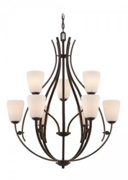 Image of 9 Light Multi Arm Chandelier Palladian Bronze Finish, E27