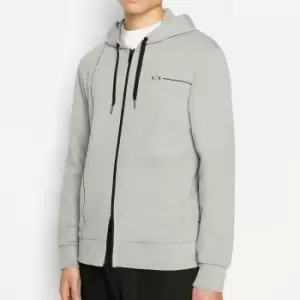 Image of Armani Exchange Logo-Print Cotton-Blend Zip-Up Hoodie - L