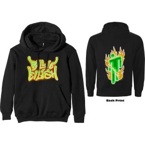 Image of Billie Eilish - Airbrush Flames Blohsh Unisex Large Hoodie - Black