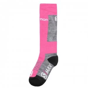Image of Salomon S Max 2 Pack Ski Socks Junior Girls - Grey/Pink