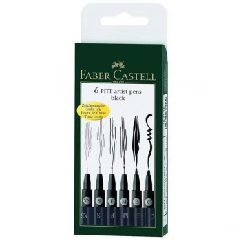 Image of Faber Castell PITT Artist Pen Set Black Set of 6