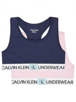 Image of Calvin Klein Girls 2 Pack Bralettes - Navy/Pink