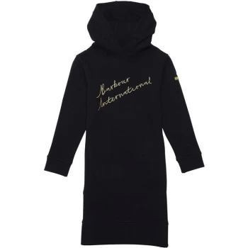 Image of Barbour International Girls Flores Hooded Dress - Black
