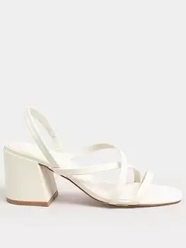 Image of Long Tall Sally Cross Over Strap Block Heel Sandal - White, Size 13, Women