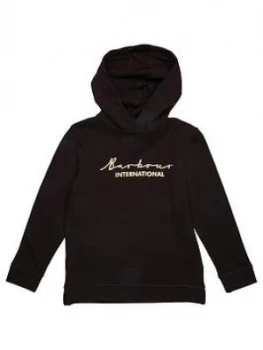 Image of Barbour International Girls Grid Hoodie - Black, Size Age: 10-11 Years, Women