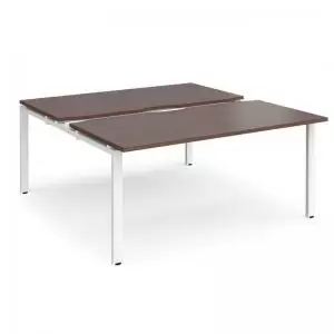 Image of Adapt sliding top back to back desks 1600mm x 1600mm - white frame and