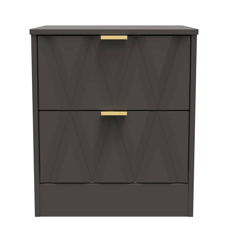 Image of Ready Assembled 2 U Washington 2 Drawer Bedside (Ready Assembled) in Dark Grey Size: Small Dark Grey Unisex Small