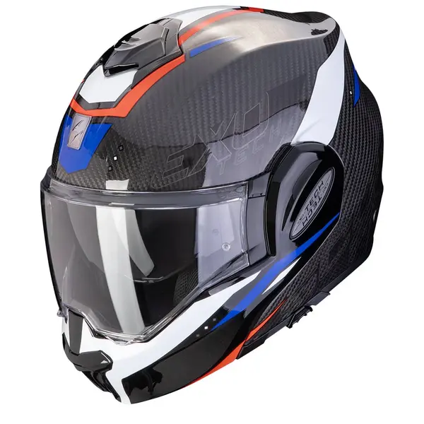 Image of Scorpion Exo-Tech Evo Carbon Rover Black Red Blue Modular Helmet Size S