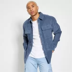 Image of I Saw It First Mens Corduroy Pocket Shacket - Blue