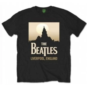 Image of The Beatles Liverpool England mens Blk Tshirt: Medium